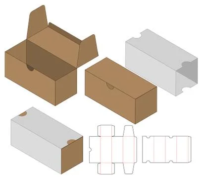 Box packaging die cut template design. 3d mock-up 스톡 일러스트