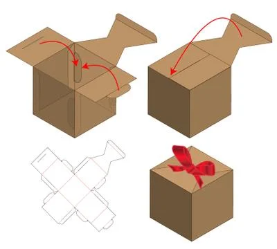 Box packaging die cut template design. 3d mock-up Stock Illustration