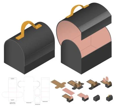Box packaging die cut template design. 3d mock-up Stock Illustration
