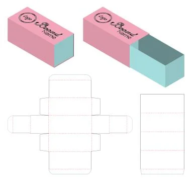 Box packaging die cut template design. 3d mock-up Stock Illustration