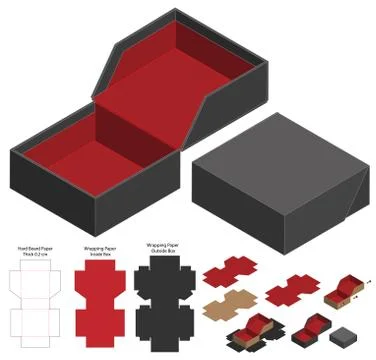 Box packaging die cut template design. 3d mock-up Illustrazione stock