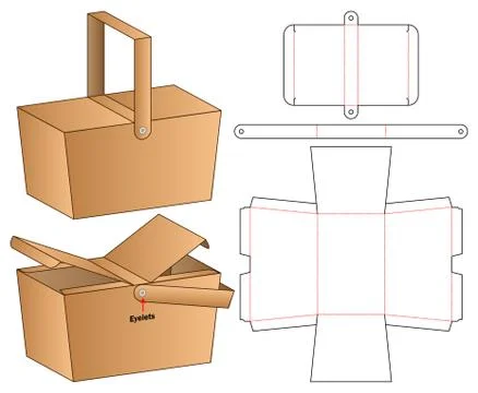 Box packaging die cut template design. 3d mock-up Illustrazione stock