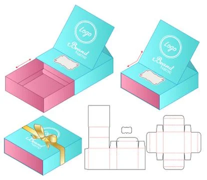 Box packaging die cut template design. 3d mock-up Illustrazione stock