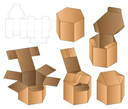 Box packaging die cut template design. 3d mock-up Stock Illustration