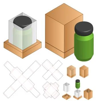 Box packaging die cut template design. 3d mock-up Stock Illustration