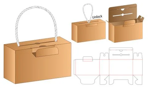 Box packaging die cut template design. 3d mock-up Illustrazione stock