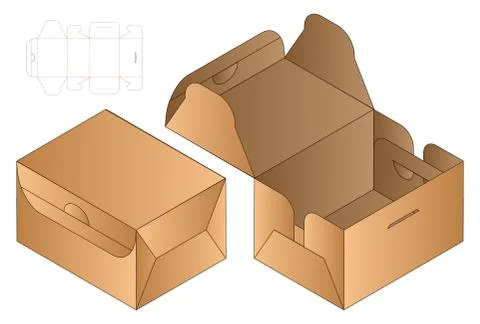 Box packaging die cut template design. 3d mock-up Illustrazione stock