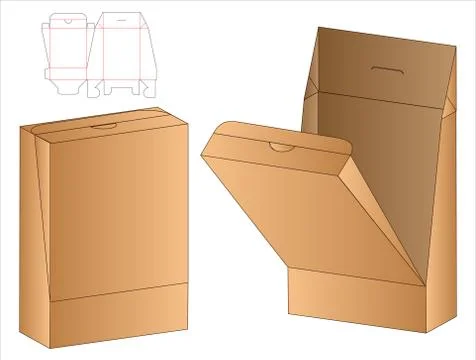 Box packaging die cut template design. 3d mock-up Illustrazione stock
