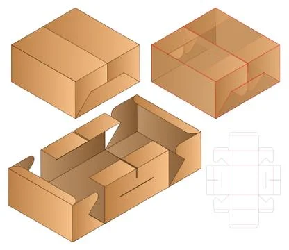 Box packaging die cut template design. 3d mock-up Stock Illustration