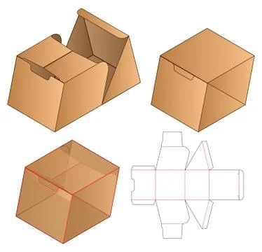 Box packaging die cut template design. 3d mock-up 스톡 일러스트
