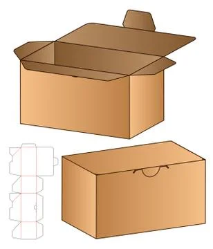 Box packaging die cut template design. 3d mock-up Illustrazione stock