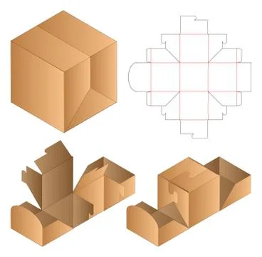 Box packaging die cut template design. 3d mock-up Stock Illustration