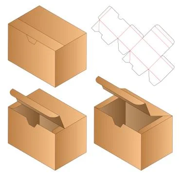 Box packaging die cut template design. 3d mock-up Stock Illustration