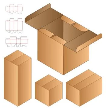 Box packaging die cut template design. 3d mock-up Stock Illustration