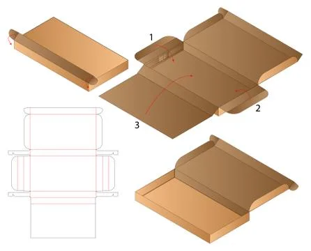 Box packaging die cut template design. 3d mock-up Stock Illustration