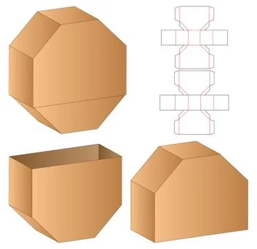 Box packaging die cut template design. 3d mock-up Illustrazione stock