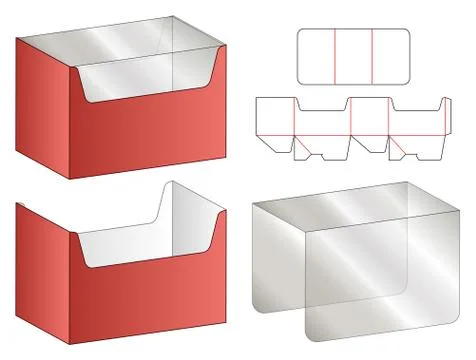 Box packaging die cut template design. 3d mock-up Illustrazione stock