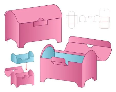 Box packaging die cut template design. 3d mock-up Stock Illustration