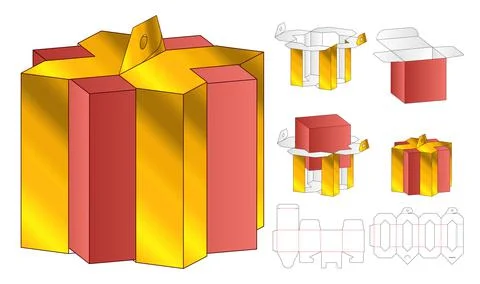 Box packaging die cut template design. 3d mock-up Illustrazione stock