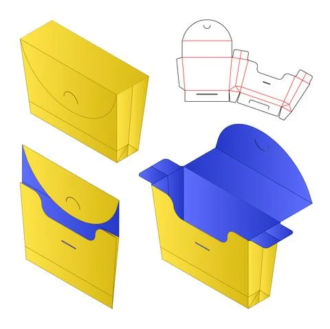 Box packaging die cut template design. 3d mock-up Illustrazione stock