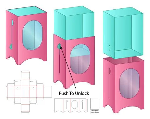 Box packaging die cut template design. 3d mock-up 스톡 일러스트