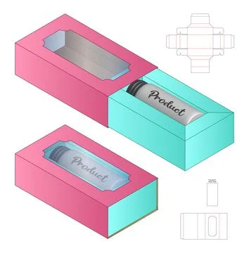 Box packaging die cut template design. 3d mock-up Stock Illustration