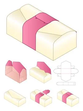 Box packaging die cut template design. 3d mock-up Stock Illustration