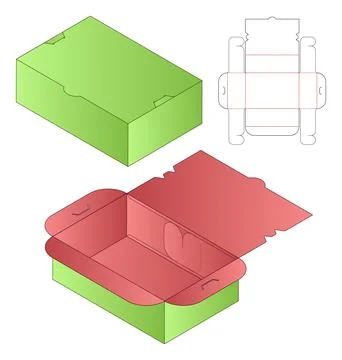 Box packaging die cut template design. 3d mock-up Illustrazione stock