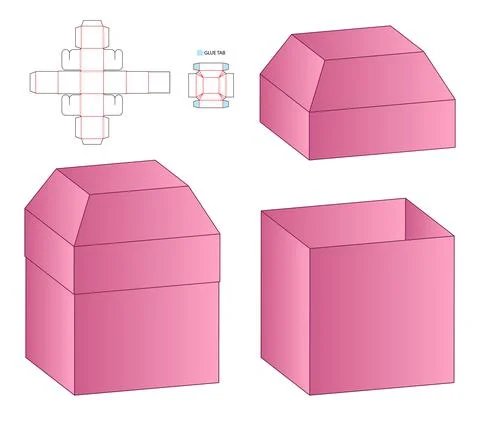 Box packaging die cut template design. 3d mock-up Stock Illustration