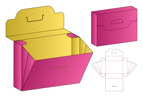 Box packaging die cut template design. 3d mock-up 스톡 일러스트