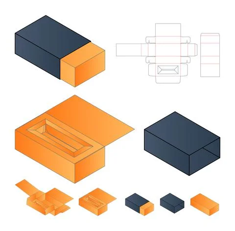 Box packaging die cut template design. 3d mock-up Stock Illustration