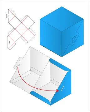 Box packaging die cut template design. 3d mock-up 스톡 일러스트