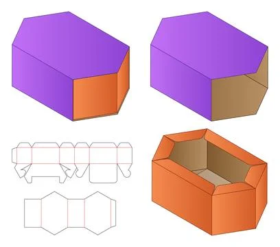Box packaging die cut template design. 3d mock-up Stock Illustration