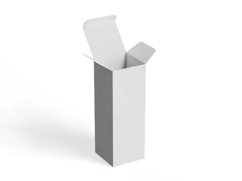 Box packaging white color and background cardboard paper with realistic text Stock Illustration