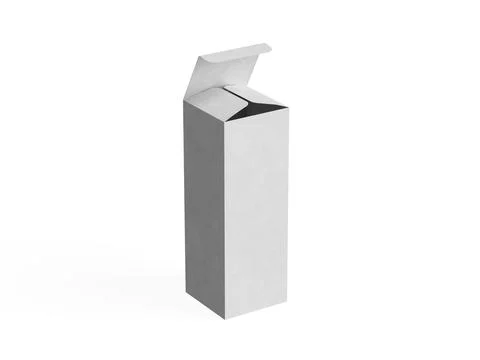 Box packaging white color and background cardboard paper with realistic text Illustrazione stock