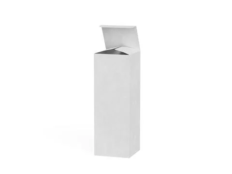 Box packaging white color and background cardboard paper with realistic text Illustrazione stock