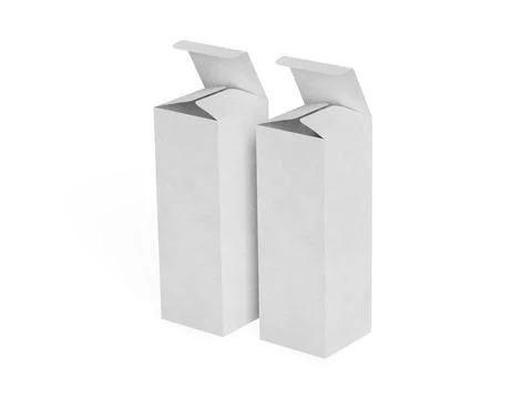 Box packaging white color and background cardboard paper with realistic text Illustrazione stock