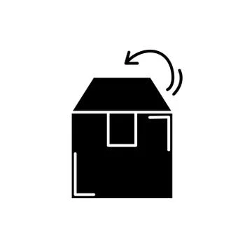 Box packing black icon, vector sign on isolated background. Box packing concept イラスト素材