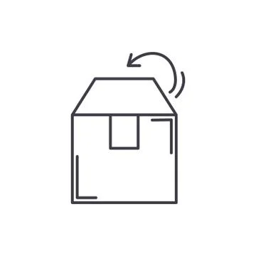 Box packing line icon concept. Box packing vector linear illustration, symbol Illustrazione stock