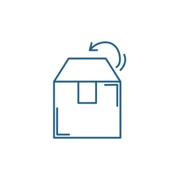 Box packing line icon concept. Box packing flat vector symbol, sign, outline Illustrazione stock