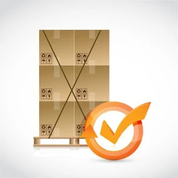Box pallet and check mark cycle 스톡 일러스트