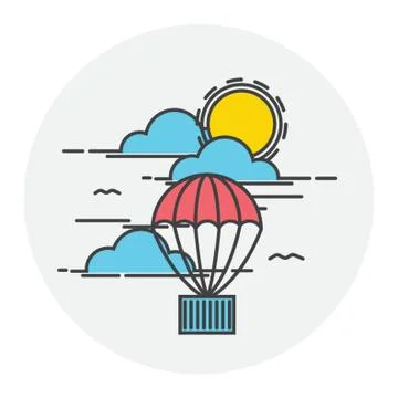 Box With Parachute In Sky Stock Illustration