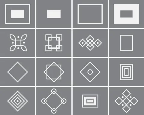 Box pattern design with various forms Stock Illustration