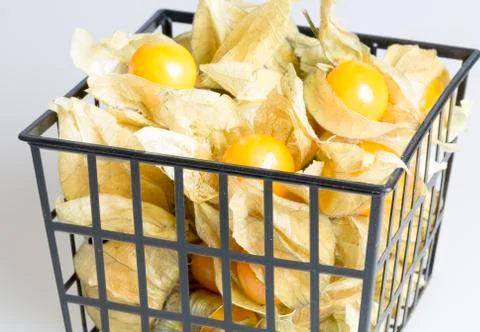 Box of Physalis Fruit Foto stock