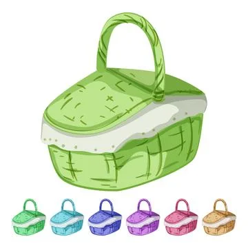 Box picnic basket cartoon vector graphic Illustration