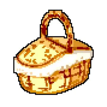Box picnic basket game pixel art vector illustration Stock Illustration