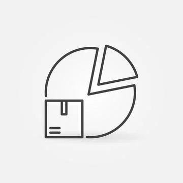 Box with Pie Chart vector Inventory Control concept outline icon Stock Illustration