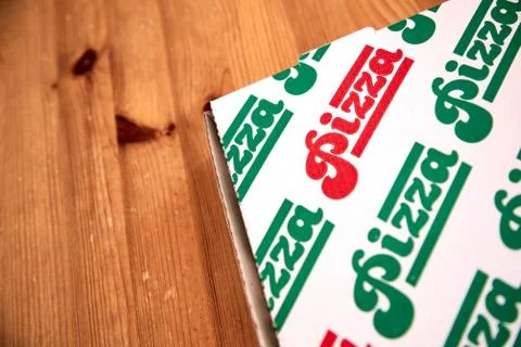 Box pizzas to take away horizontal focus selective food Stock Photos