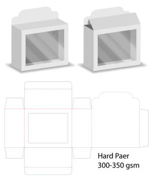 Box with plastic window die cut mock up template vector. Stock Illustration