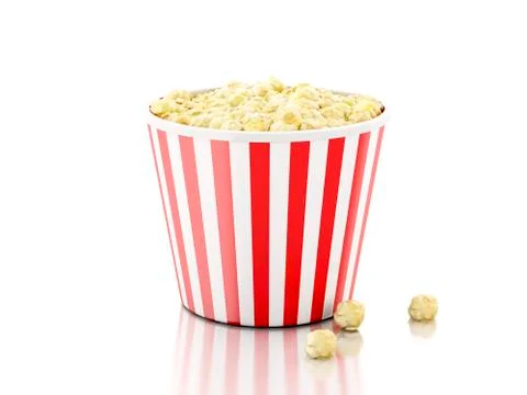 Box of popcorn. 3d illustration Stock Illustration